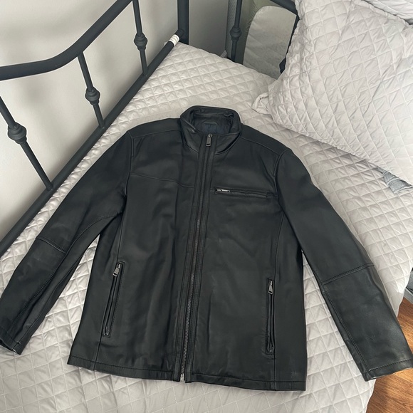 Men's Black Leather Jacket - Picture 2 of 9